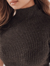 Damski sweter prążkowany z krótkim rękawem GIRLGLORY brązowy Dstreet MY2554