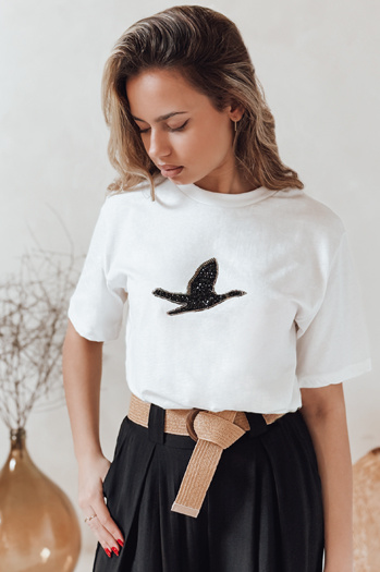 T-shirt damski BRILD ecru Dstreet RY2529