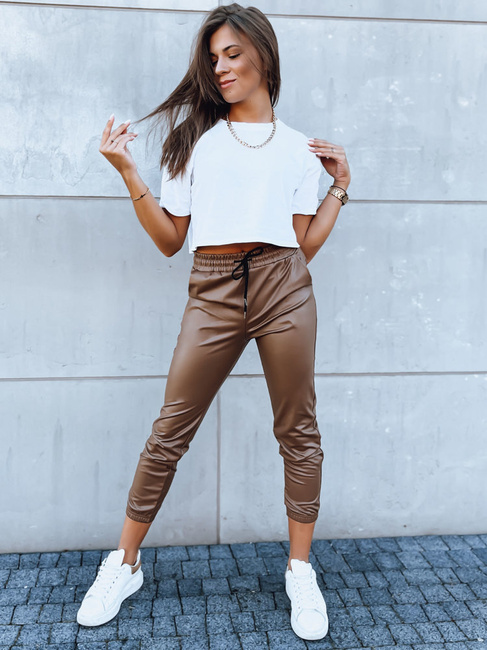 Spodnie damskie woskowane HARBOR kamelowe Dstreet UY1699