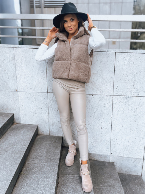 Kamizelka damska z kożuszkiem BEEWARM kamelowa Dstreet TY3800