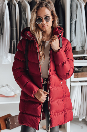 Kurtka damska zimowa z kapturem GABRIELLE bordowa Dstreet TY4920
