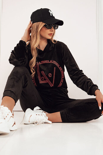 Welurowy komplet damski VIP PRIVATE czarny Dstreet AY0872