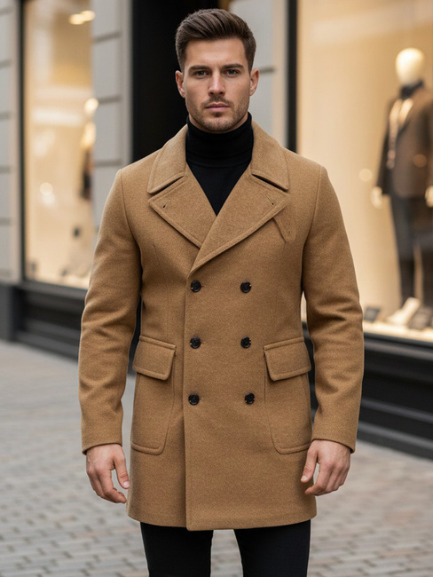 Płaszcz męski zimowy kamelowy Dstreet CX0362