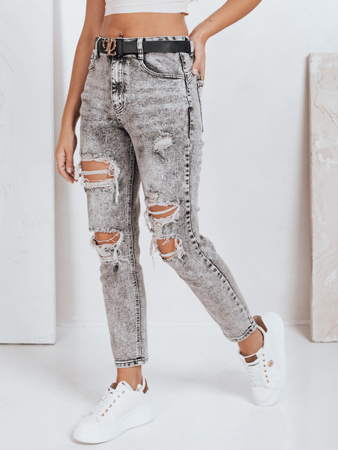 Jeansy damskie push up z dziurami szare Dstreet UY2780