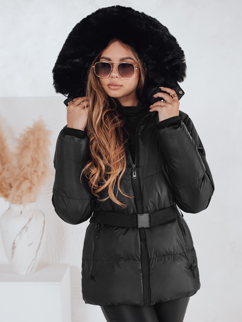 Kurtka damska zimowa pikowana z kapturem LOVELINA czarna Dstreet TY4981