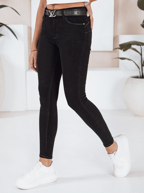 Spodnie jeansowe damskie BLACKIN typu skinny czarne Dstreet UY2221