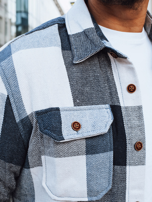 Koszula męska flanelowa w kratę niebieska Dstreet DX2676