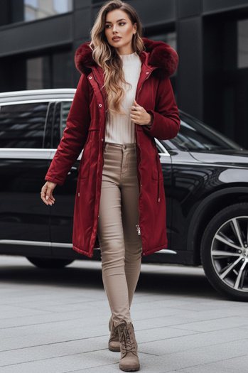 Kurtka zimowa damska parka z futerkiem bordowa Dstreet TY5114