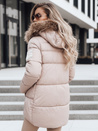 Kurtka damska zimowa pikowana z kapturem beżowa Dstreet TY5506