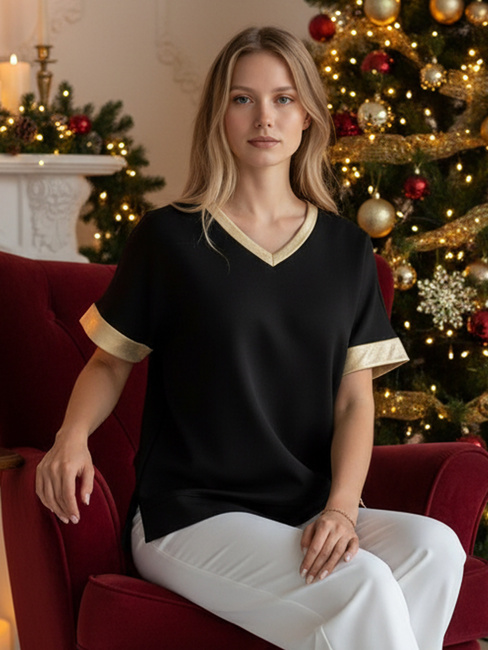 Bluzka damska oversize SHINE LOVE czarna Dstreet RY2912z