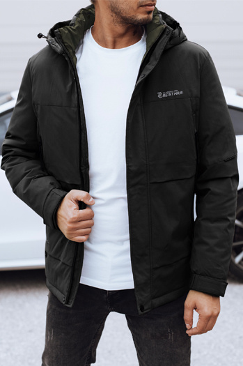 Kurtka męska zimowa z kapturem czarna Dstreet TX4908