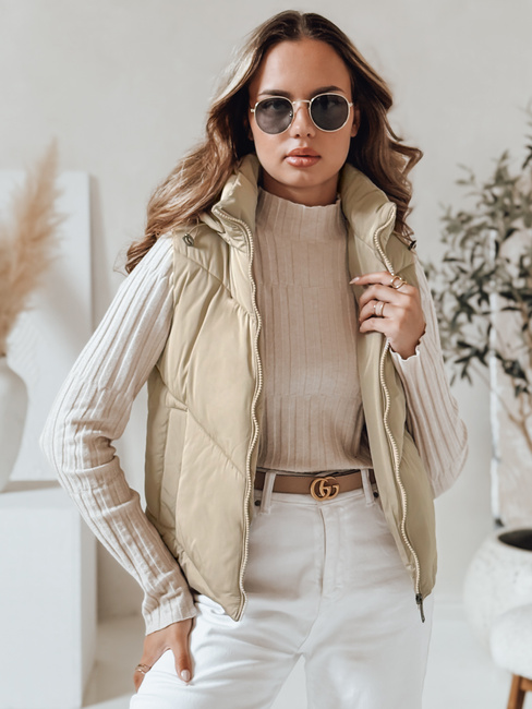 Kamizelka damska pikowana LIKEHUGS beżowa Dstreet TY4979