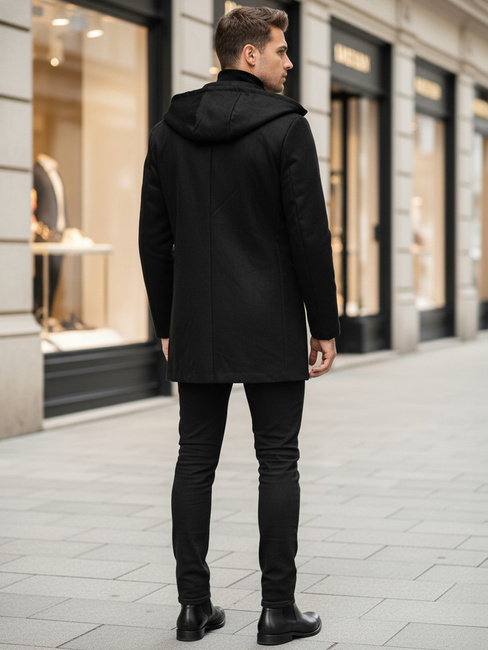 Płaszcz zimowy męski jednorzędowy czarny Dstreet CX0444