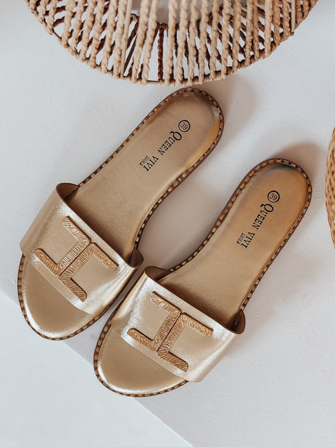 Klapki damskie GOLDISH złote Dstreet ZY0941