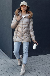 Kurtka zimowa damska z kapturem WINTERCHIC kamelowa Dstreet TY4438