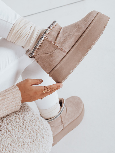 Śniegowce damskie na platformie jasnobeżowe Dstreet ZY1055