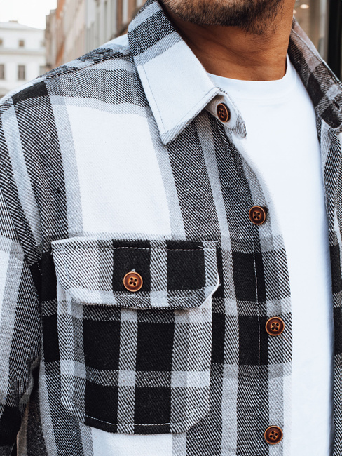 Koszula męska flanelowa w kratę czarno-biała Dstreet DX2673