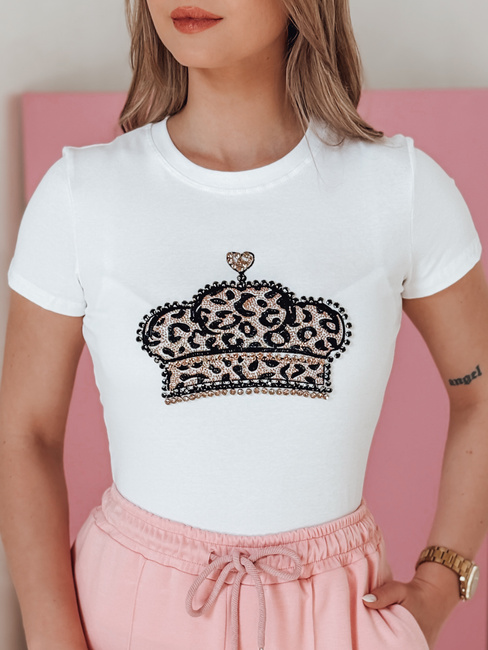 T-shirt damski z koroną BLINGESSO biały Dstreet RY2878