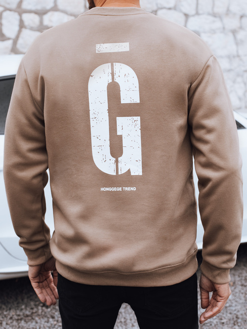 Bluza męska z nadrukiem kamelowa Dstreet BX5923