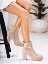 Botki damskie zamszowe na obcasie beżowe Dstreet ZY1265