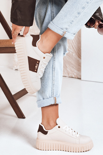 Sneakersy damskie na platformie beżowe Dstreet ZY1057