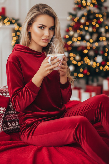 Bordowy damski komplet welurowy SO COMFY Dstreet AY0887z