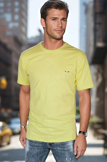 T-shirt męski z haftem żółty Dstreet RX5636