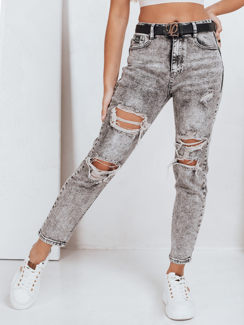 Jeansy damskie push up z dziurami szare Dstreet UY2780