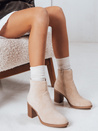 Botki damskie zamszowe beżowe Dstreet ZY1248