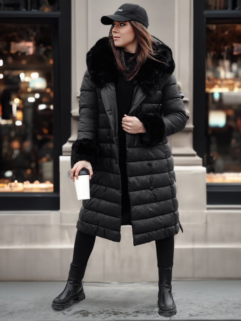 Kurtka damska pikowana długa ZAELEGANTE czarna Dstreet TY4779