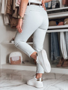 Spodnie damskie slim fit z paskiem TAIRONIK jasnoszare Dstreet UY2538