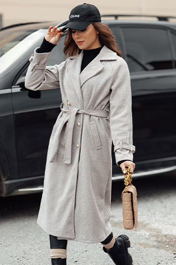 Płaszcz damski oversize CAMELLYN długi beżowy Dstreet NY0744