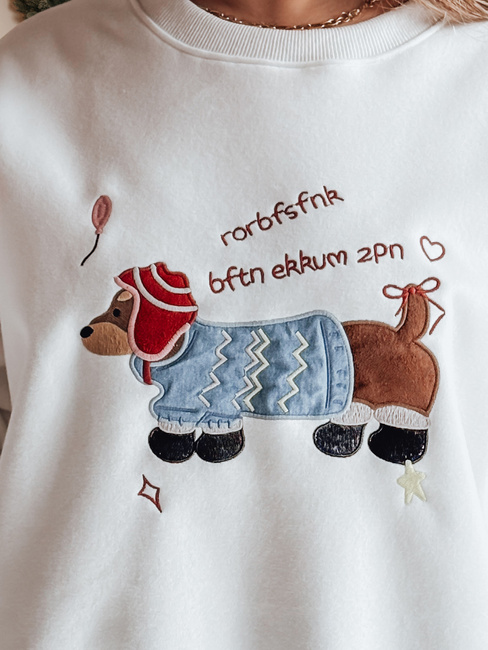 Bluza damska oversize z haftem DOGSWEETY biała Dstreet BY1478z