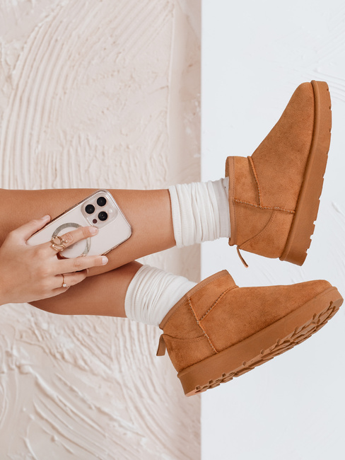 Śniegowce damskie na platformie kamelowe Dstreet ZY1074