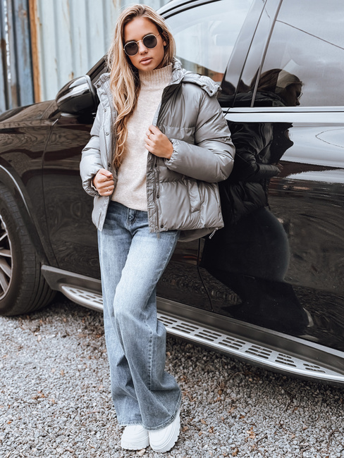 Kurtka przejściowa skórzana damska ciemnoszara Dstreet TY5191