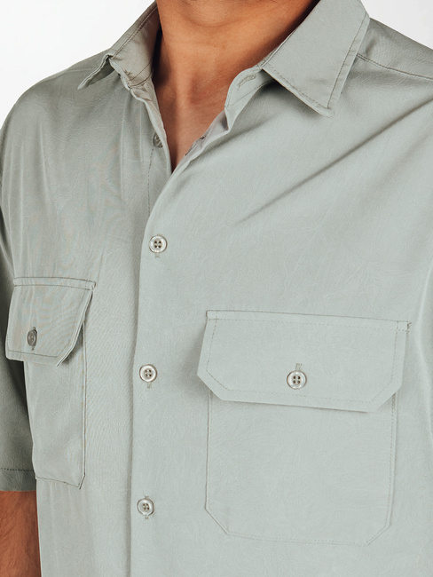 Koszula męska z krótkim rękawem szara Dstreet KX1081