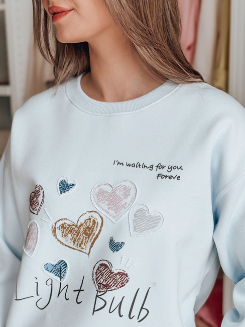 Bluza damska oversize z sercami PINKNOTE niebieska Dstreet BY1502