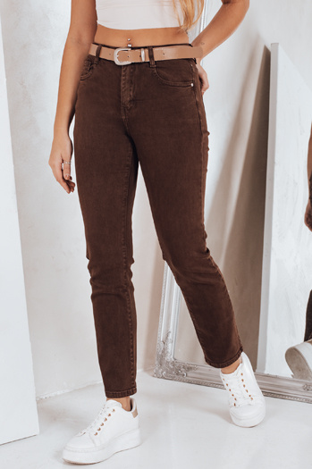 Jeansy damskie slim tapered brązowe Dstreet UY2843