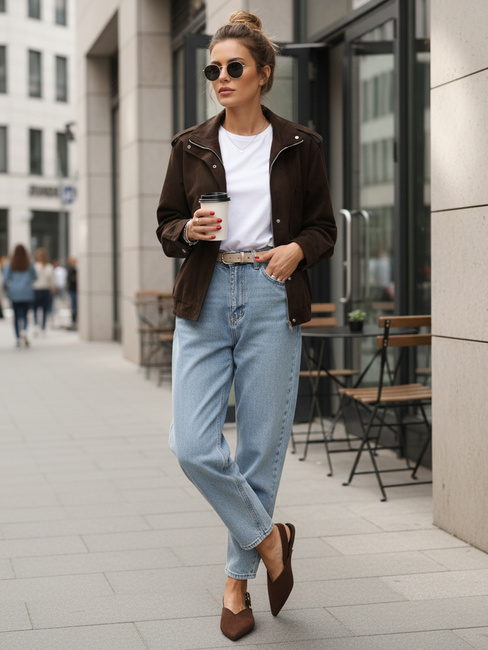 Kurtka damska zamszowa bomberka czekoladowa Dstreet TY5571