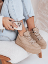 Sneakersy damskie z futerkiem na platformie beżowe Dstreet ZY1070