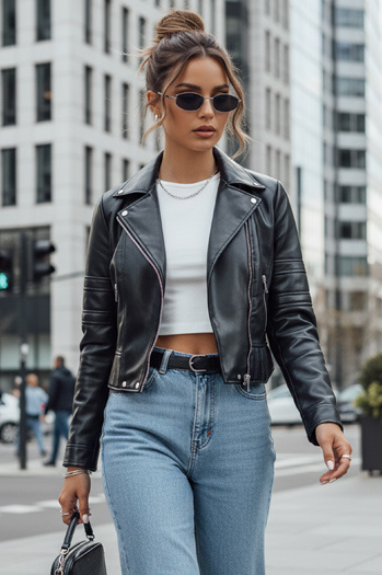 Kurtka skórzana damska ramoneska EKLIN czarna Dstreet TY4554