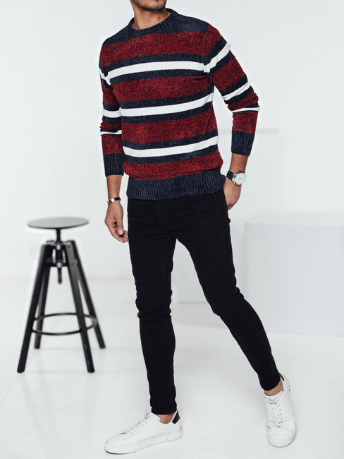 Sweter męski w paski czerwony Dstreet WX2264