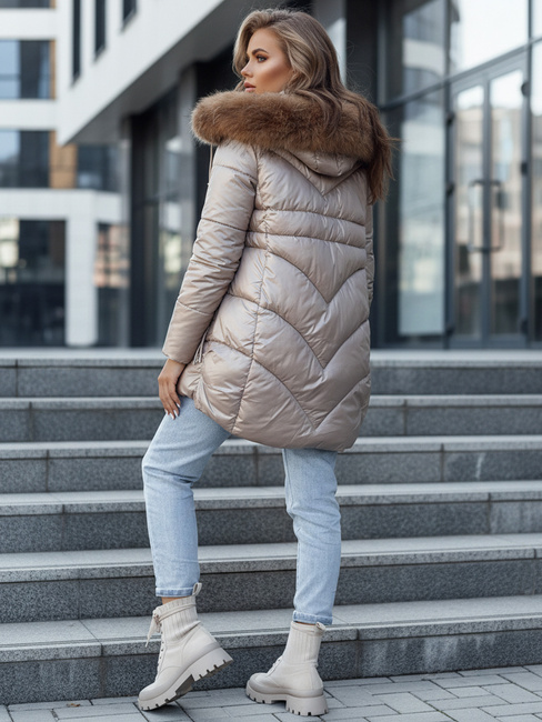Kurtka zimowa damska z kapturem WINTERCHIC kamelowa Dstreet TY4438z