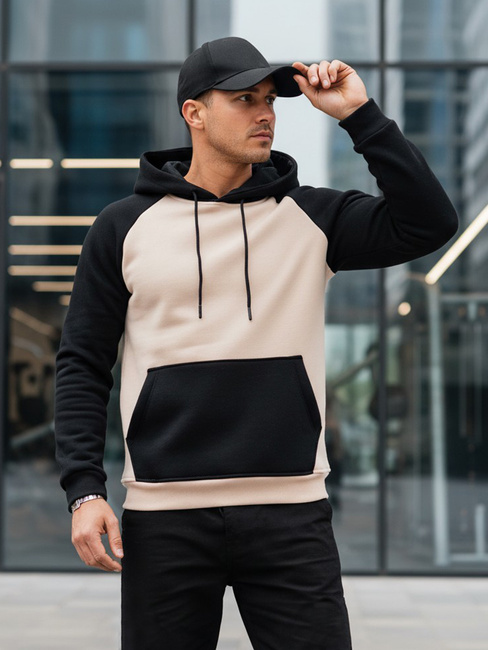 Bluza męska basic z kapturem beżowa Dstreet BX5890