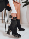 Botki damskie zamszowe na obcasie czarne Dstreet ZY1298