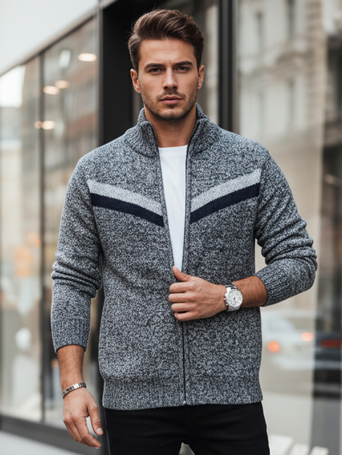 Sweter męski rozpinany jasnoszary Dstreet WX2261z