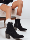 Botki damskie zamszowe na obcasie czarne Dstreet ZY1221