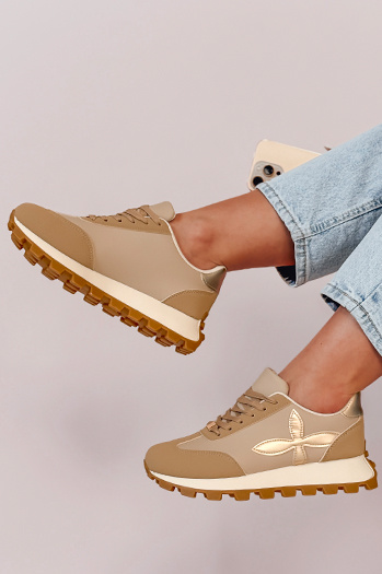Sportowe sneakersy damskie FLEXIMOT beżowe Dstreet ZY0905