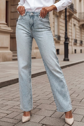 Spodnie damskie z kryształkami jeansowe DIAMONTI niebieskie Dstreet UY2475