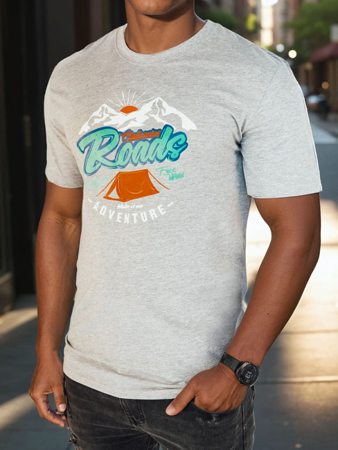 Koszulka męska z nadrukiem szara Dstreet RX5401